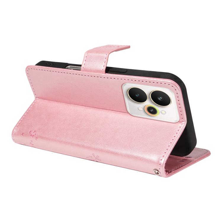 For Realme 15 5G Tree & Cat Embossed Pattern Flip Leather Phone Case