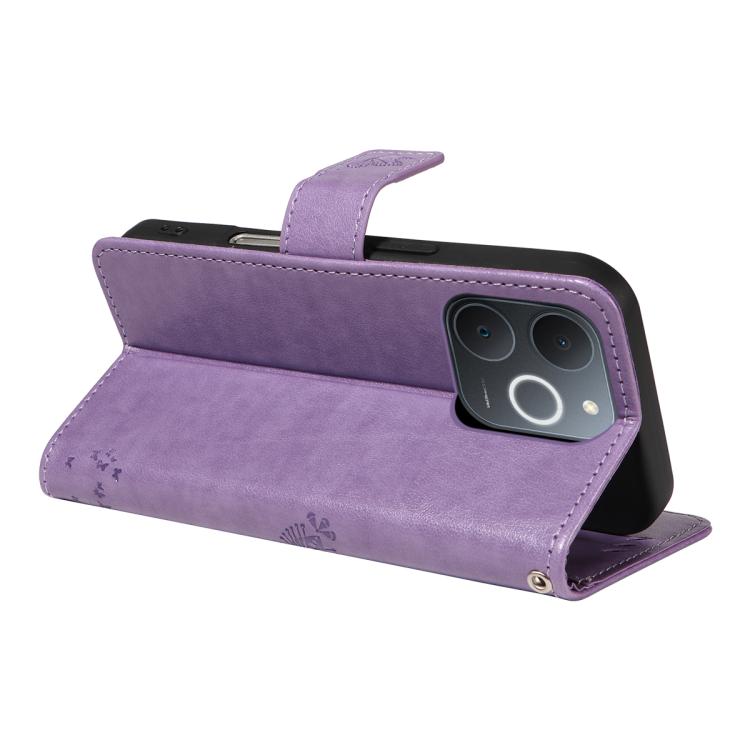 For Realme C71 4G India Tree & Cat Embossed Pattern Flip Leather Phone Case