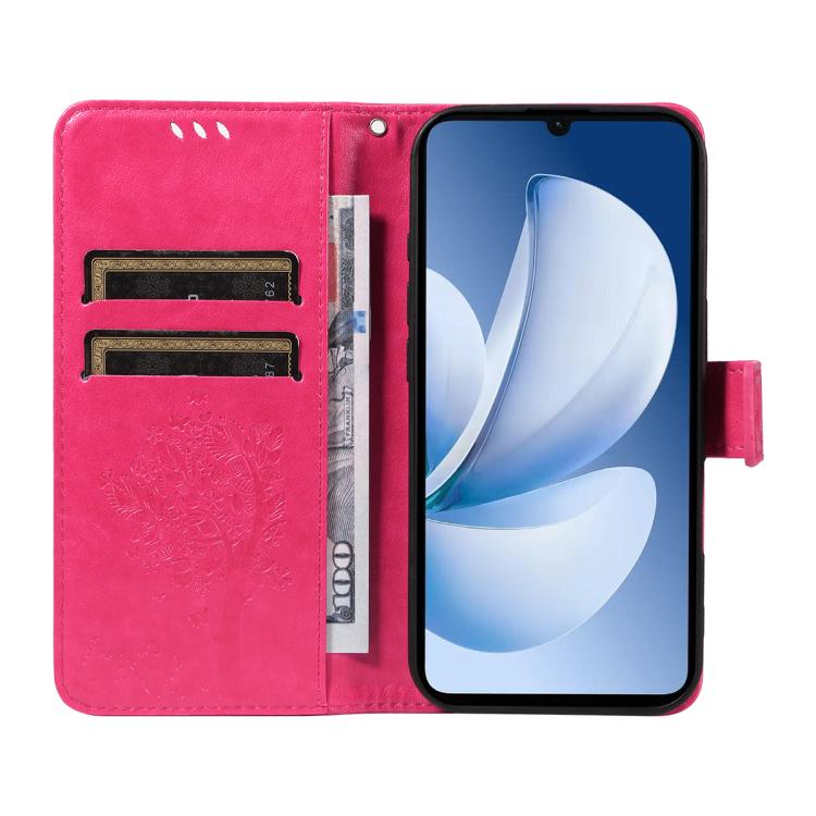 For Realme C71 4G India Tree & Cat Embossed Pattern Flip Leather Phone Case