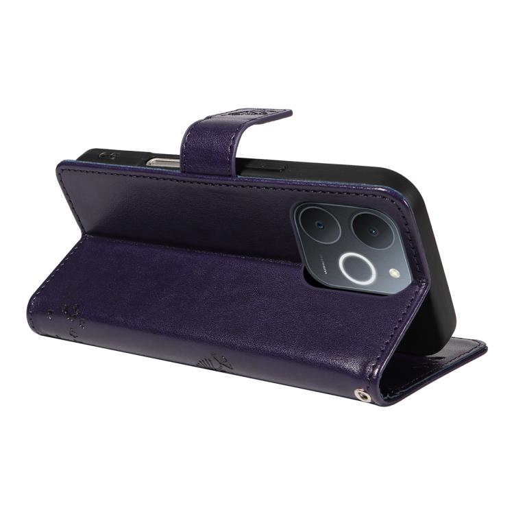 For Realme C71 4G India Tree & Cat Embossed Pattern Flip Leather Phone Case