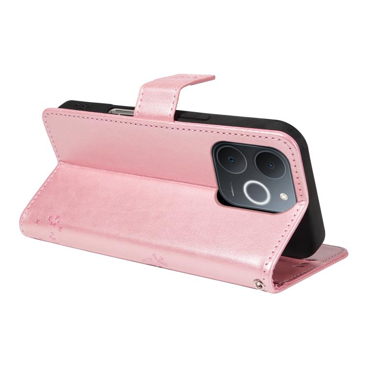 For Realme C71 4G India Tree & Cat Embossed Pattern Flip Leather Phone Case
