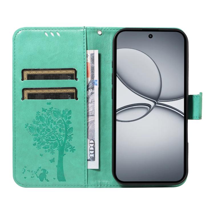 For Realme 15T 5G Tree & Cat Embossed Pattern Flip Leather Phone Case