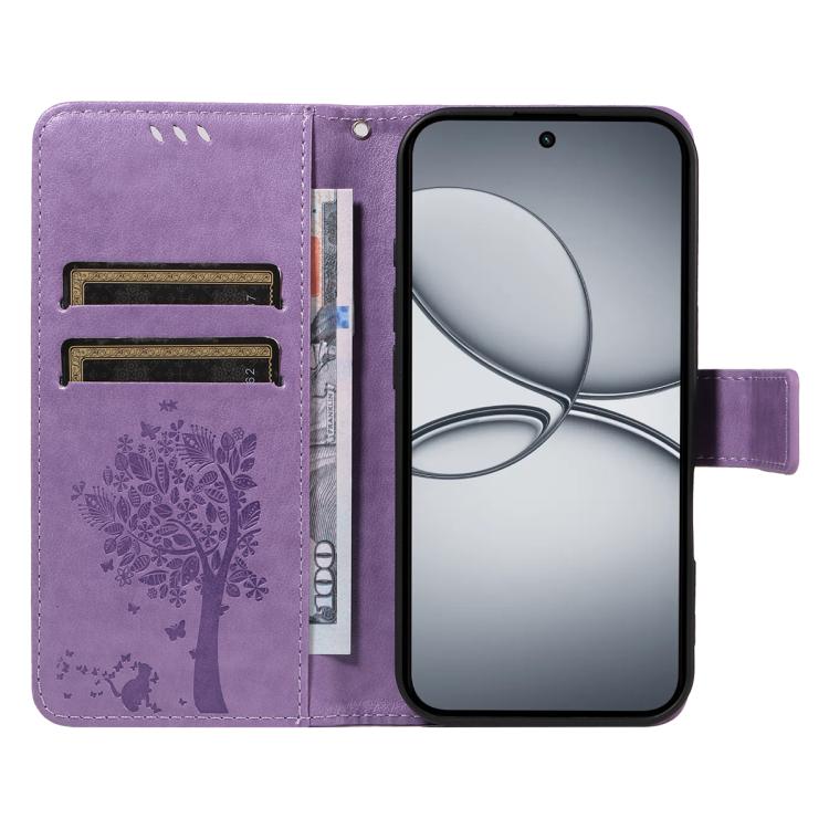 For Realme 15T 5G Tree & Cat Embossed Pattern Flip Leather Phone Case