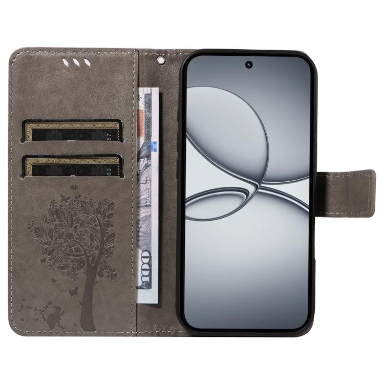 For Realme 15T 5G Tree & Cat Embossed Pattern Flip Leather Phone Case