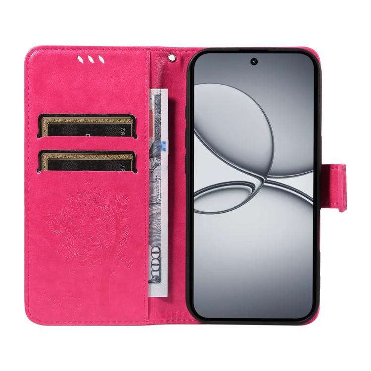 For Realme 15T 5G Tree & Cat Embossed Pattern Flip Leather Phone Case
