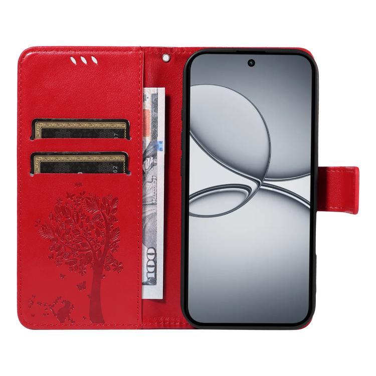 For Realme 15T 5G Tree & Cat Embossed Pattern Flip Leather Phone Case