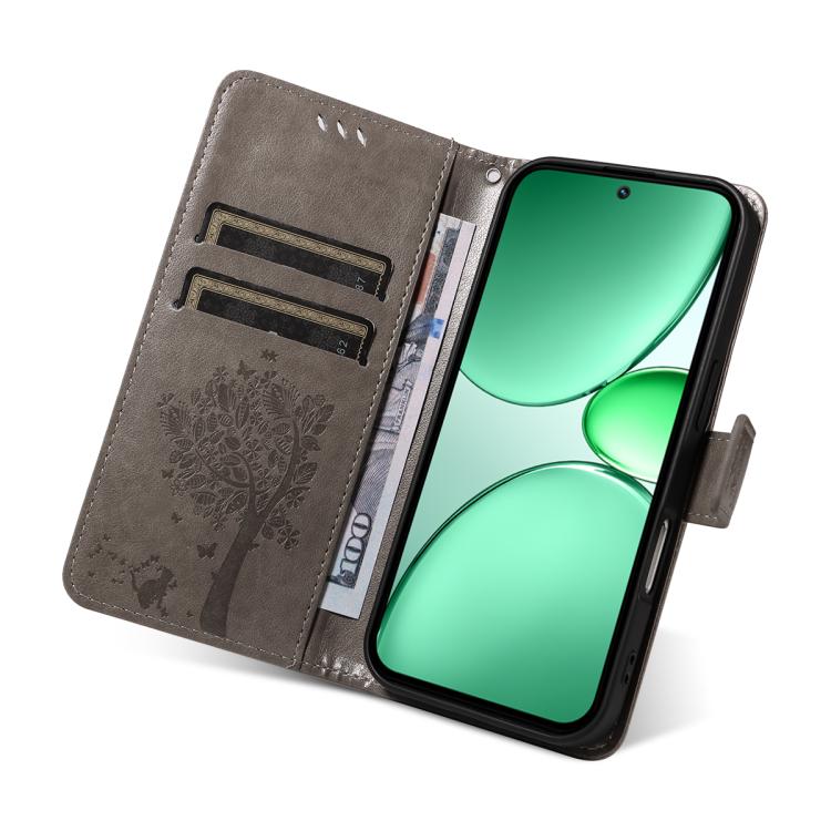 For Realme C85 5G/15X 5G India Tree & Cat Embossed Pattern Flip Leather Phone Case