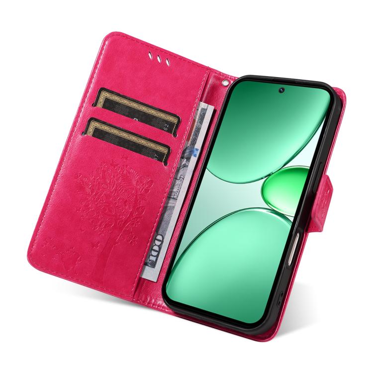 For Realme C85 5G/15X 5G India Tree & Cat Embossed Pattern Flip Leather Phone Case