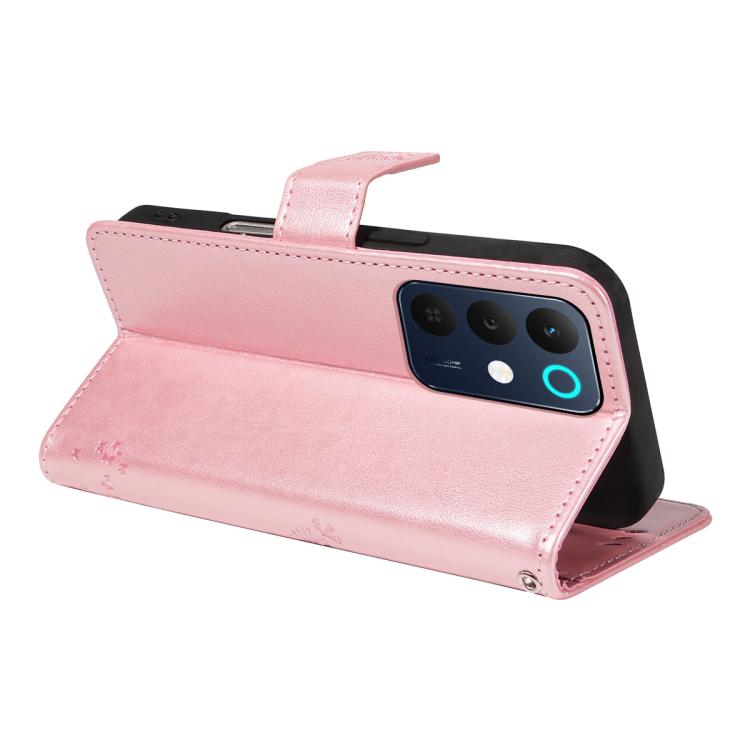 For Realme C85 5G/15X 5G India Tree & Cat Embossed Pattern Flip Leather Phone Case