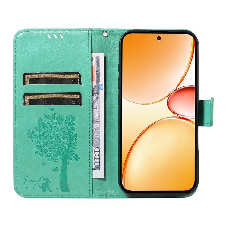 For Realme C85 Pro 4G Tree & Cat Embossed Pattern Flip Leather Phone Case