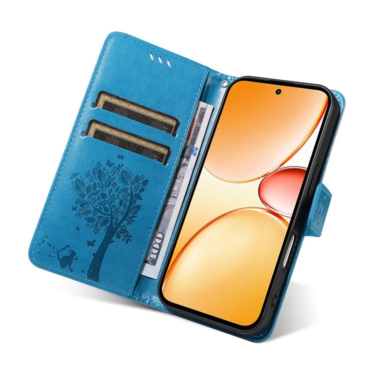 For Realme C85 Pro 4G Tree & Cat Embossed Pattern Flip Leather Phone Case
