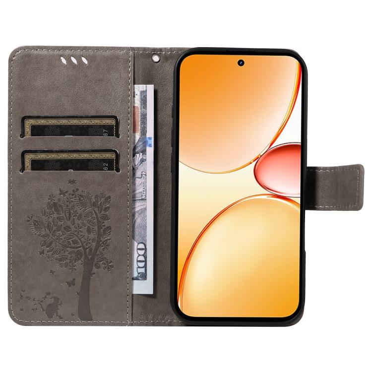 For Realme C85 Pro 4G Tree & Cat Embossed Pattern Flip Leather Phone Case