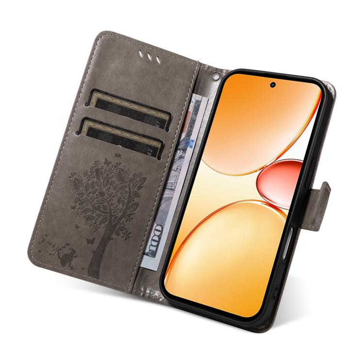 For Realme C85 Pro 4G Tree & Cat Embossed Pattern Flip Leather Phone Case