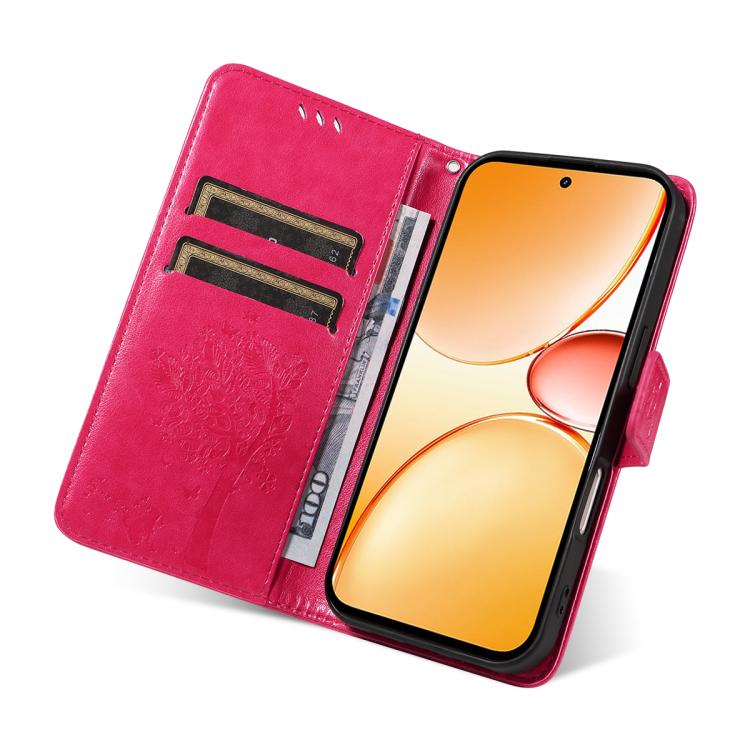 For Realme C85 Pro 4G Tree & Cat Embossed Pattern Flip Leather Phone Case