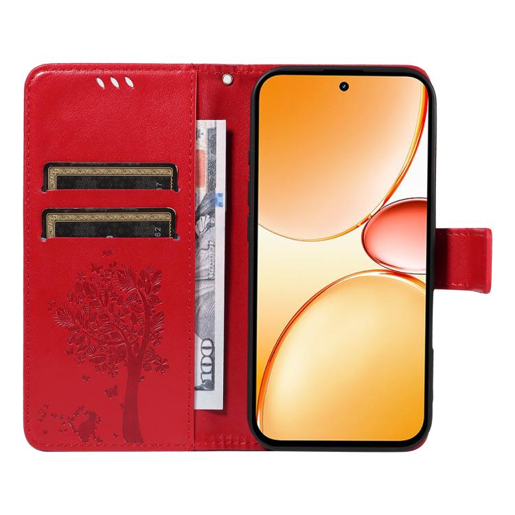 For Realme C85 Pro 4G Tree & Cat Embossed Pattern Flip Leather Phone Case
