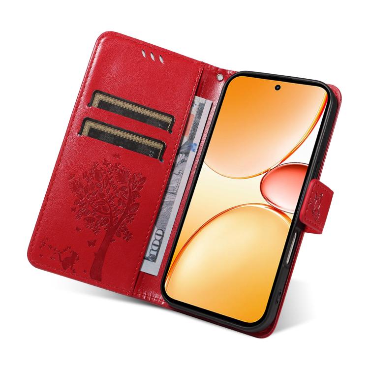 For Realme C85 Pro 4G Tree & Cat Embossed Pattern Flip Leather Phone Case