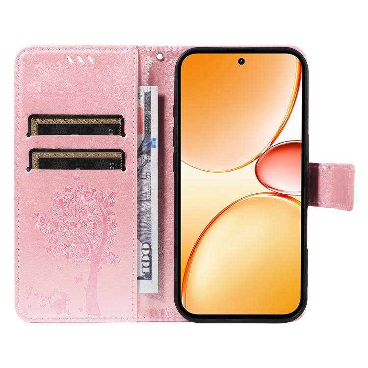 For Realme C85 Pro 4G Tree & Cat Embossed Pattern Flip Leather Phone Case