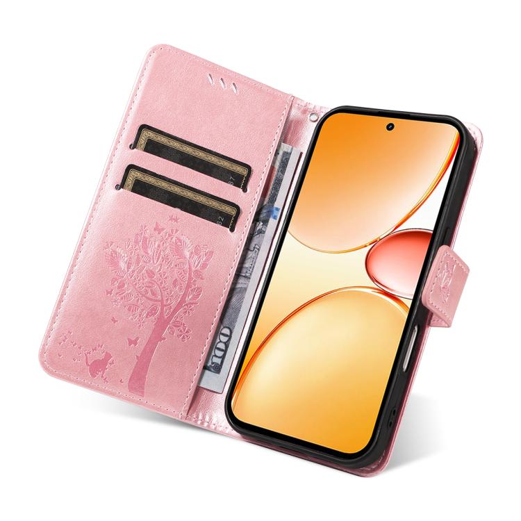 For Realme C85 Pro 4G Tree & Cat Embossed Pattern Flip Leather Phone Case
