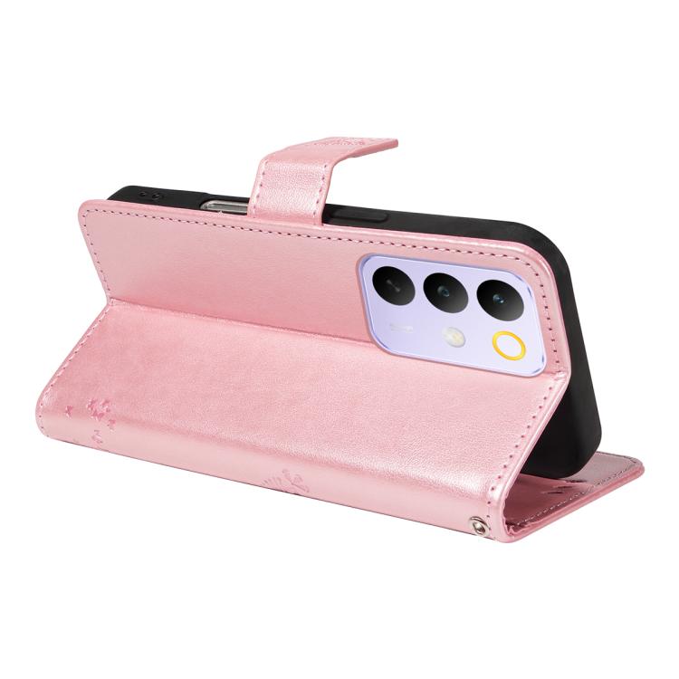 For Realme C85 Pro 4G Tree & Cat Embossed Pattern Flip Leather Phone Case
