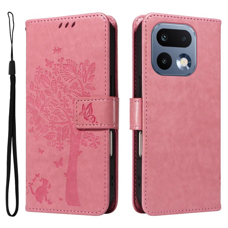 For Realme 16 Pro 5G Global Tree & Cat Embossed Pattern Flip Leather Phone Case