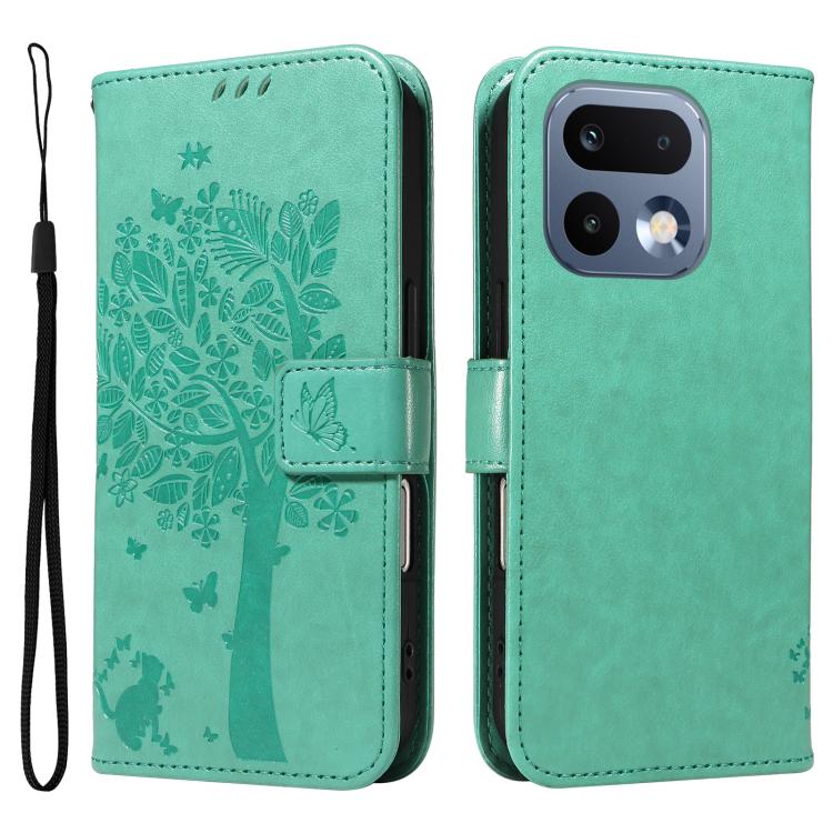For Realme 16 Pro 5G Global Tree & Cat Embossed Pattern Flip Leather Phone Case