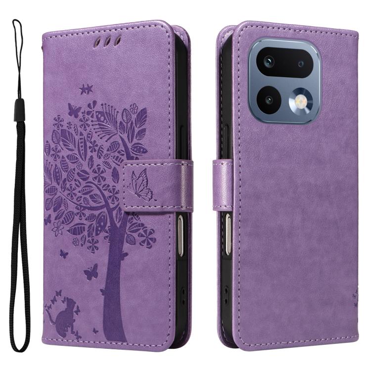 For Realme 16 Pro 5G Global Tree & Cat Embossed Pattern Flip Leather Phone Case