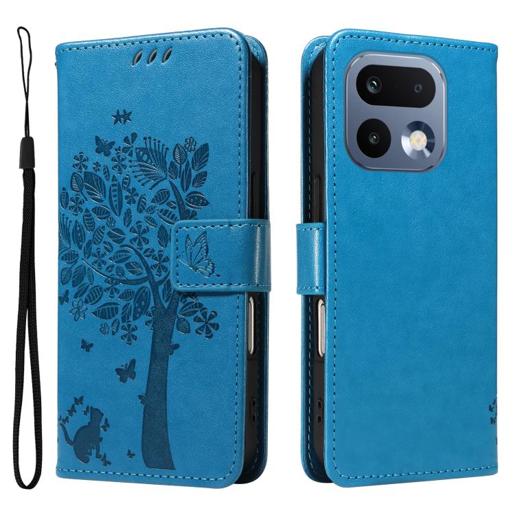For Realme 16 Pro 5G Global Tree & Cat Embossed Pattern Flip Leather Phone Case