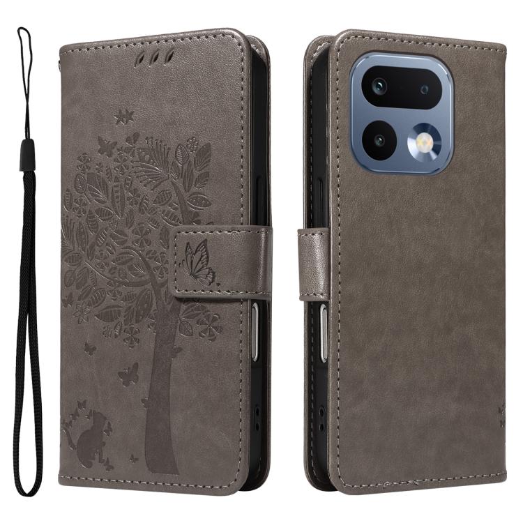 For Realme 16 Pro 5G Global Tree & Cat Embossed Pattern Flip Leather Phone Case