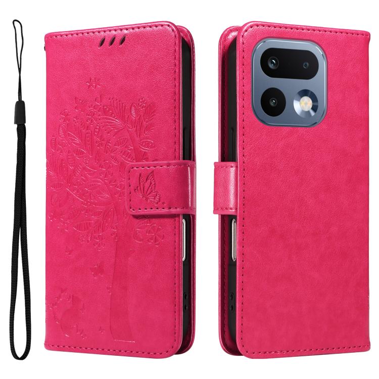 For Realme 16 Pro 5G Global Tree & Cat Embossed Pattern Flip Leather Phone Case