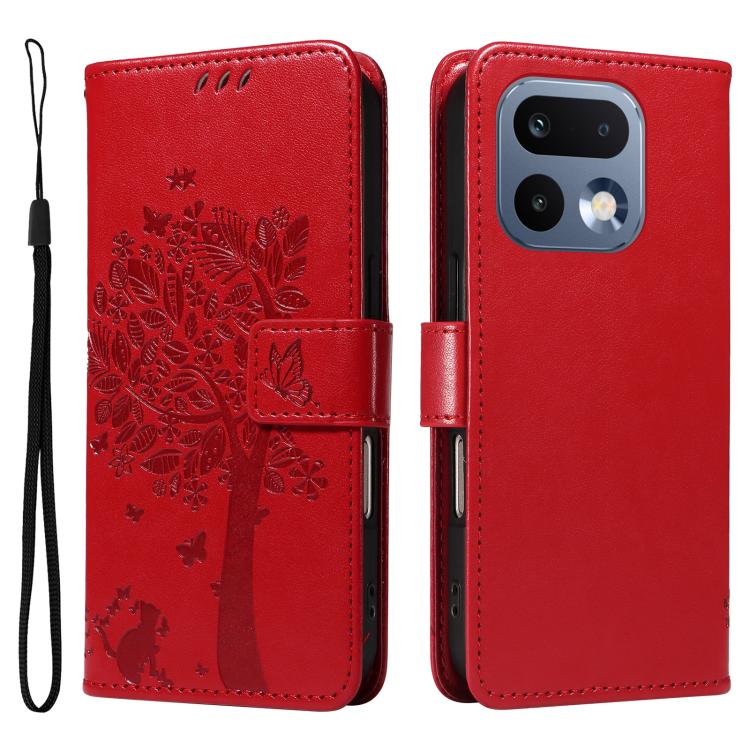For Realme 16 Pro 5G Global Tree & Cat Embossed Pattern Flip Leather Phone Case