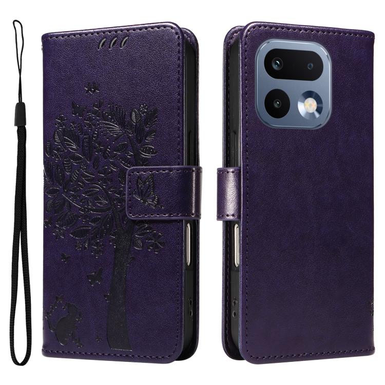 For Realme 16 Pro 5G Global Tree & Cat Embossed Pattern Flip Leather Phone Case