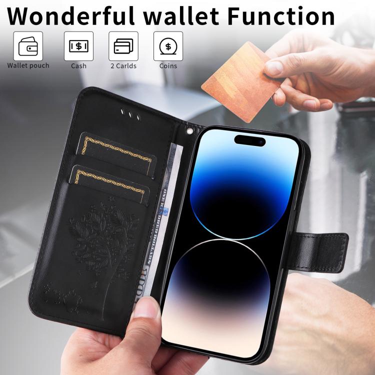 For Realme 16 Pro 5G Global Tree & Cat Embossed Pattern Flip Leather Phone Case