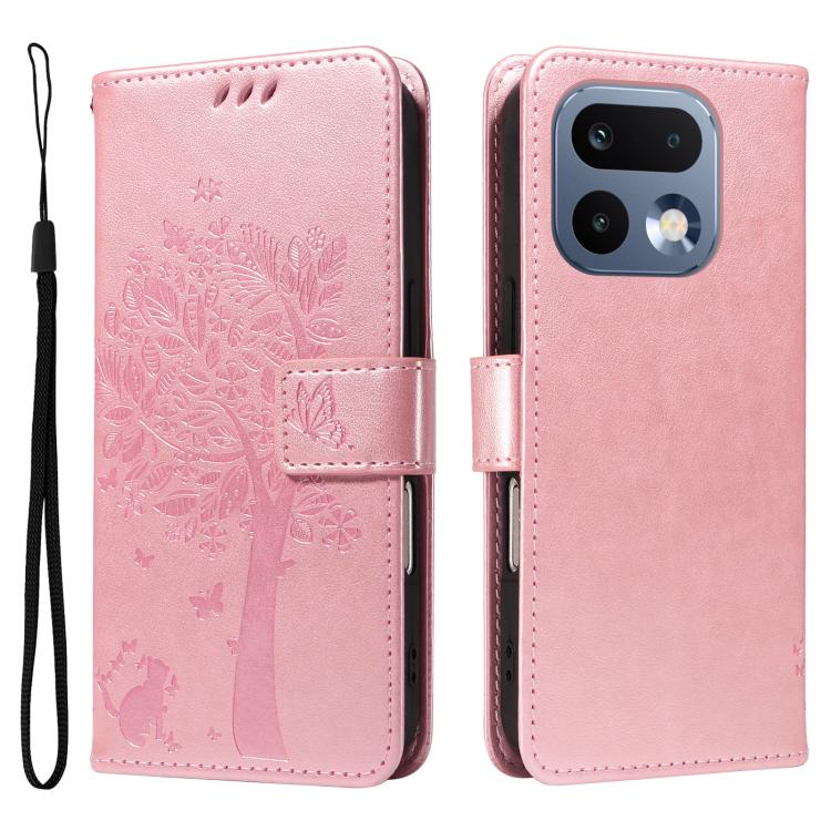 For Realme 16 Pro 5G Global Tree & Cat Embossed Pattern Flip Leather Phone Case