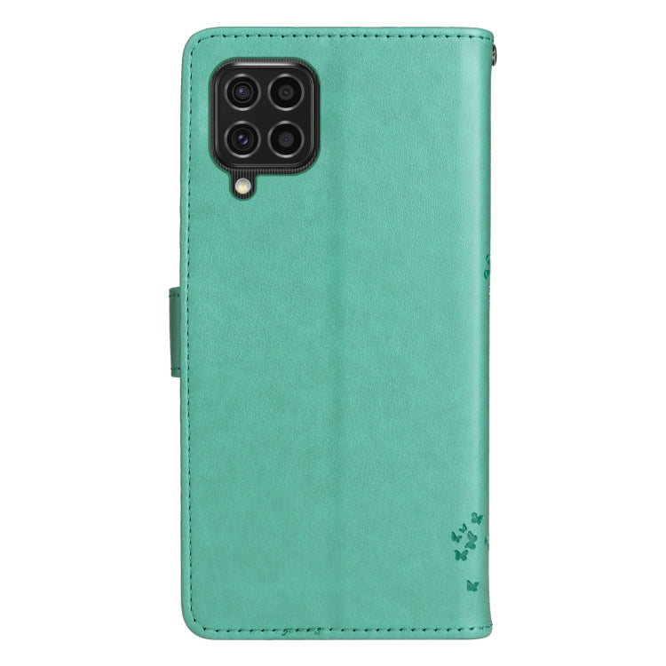 For Samsung Galaxy M62 / F62 Tree & Cat Embossed Pattern Flip Leather Phone Case