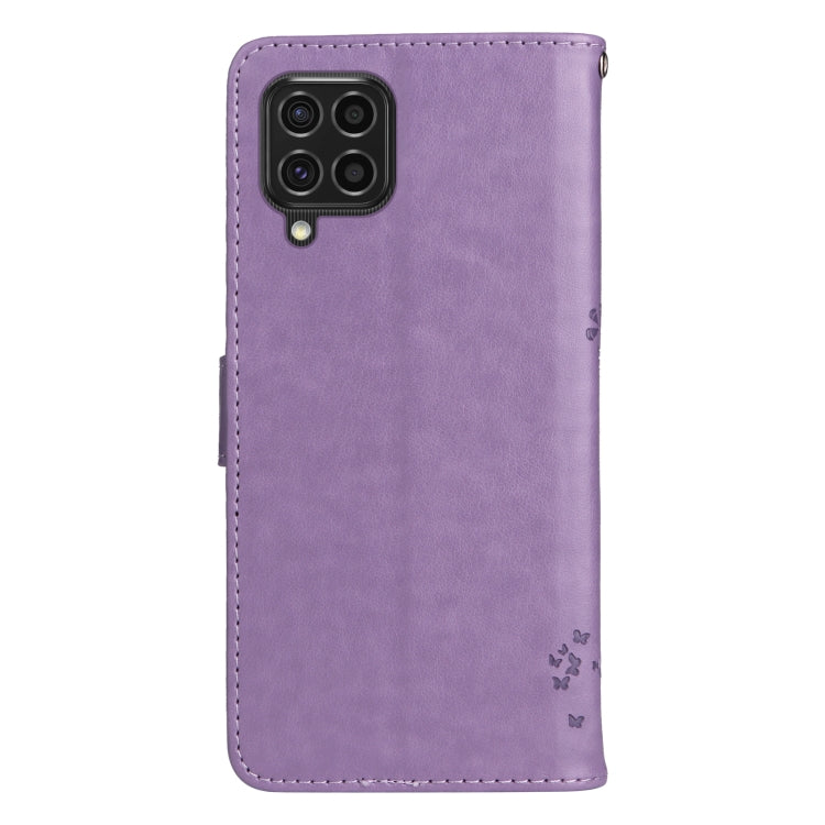For Samsung Galaxy M62 / F62 Tree & Cat Embossed Pattern Flip Leather Phone Case