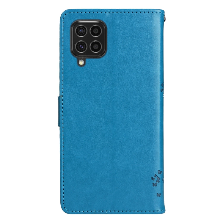 For Samsung Galaxy M62 / F62 Tree & Cat Embossed Pattern Flip Leather Phone Case