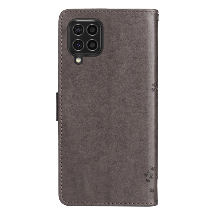 For Samsung Galaxy M62 / F62 Tree & Cat Embossed Pattern Flip Leather Phone Case