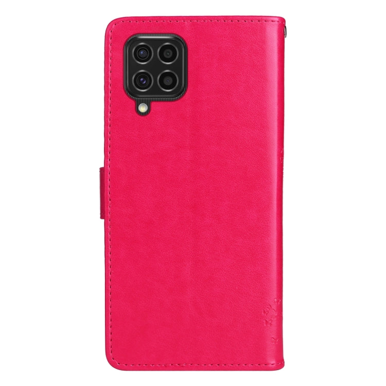 For Samsung Galaxy M62 / F62 Tree & Cat Embossed Pattern Flip Leather Phone Case