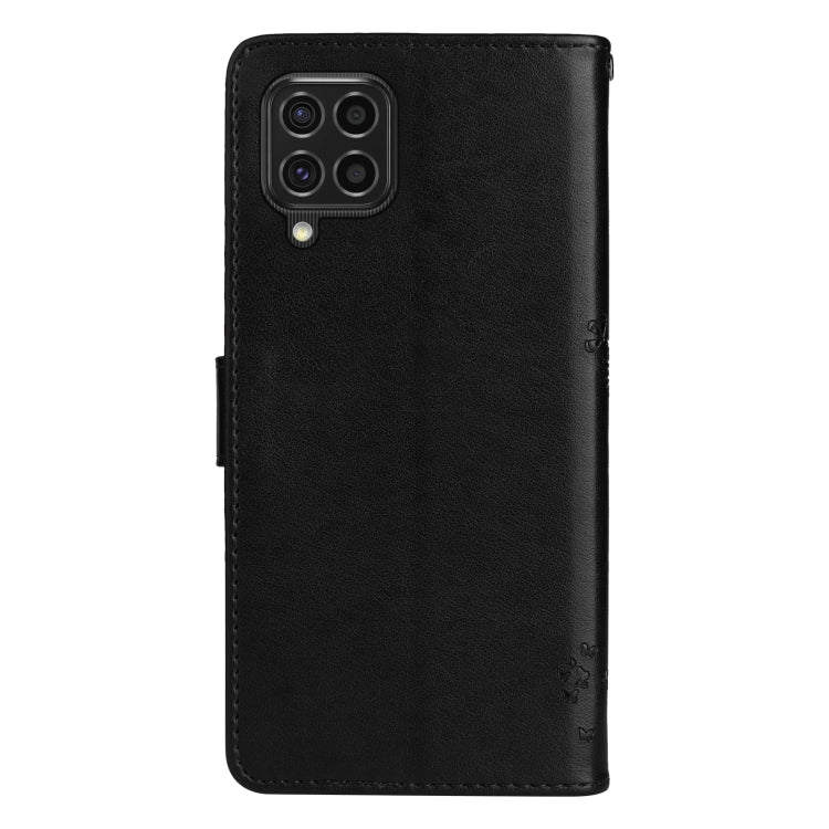 For Samsung Galaxy M62 / F62 Tree & Cat Embossed Pattern Flip Leather Phone Case