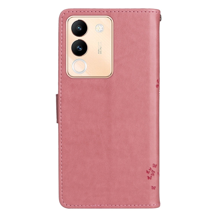 For vivo V29e Global / Y200 5G Global Tree & Cat Embossed Pattern Flip Leather Phone Case