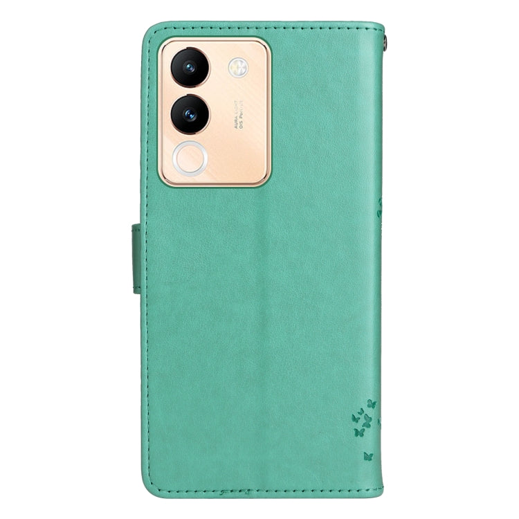 For vivo V29e Global / Y200 5G Global Tree & Cat Embossed Pattern Flip Leather Phone Case