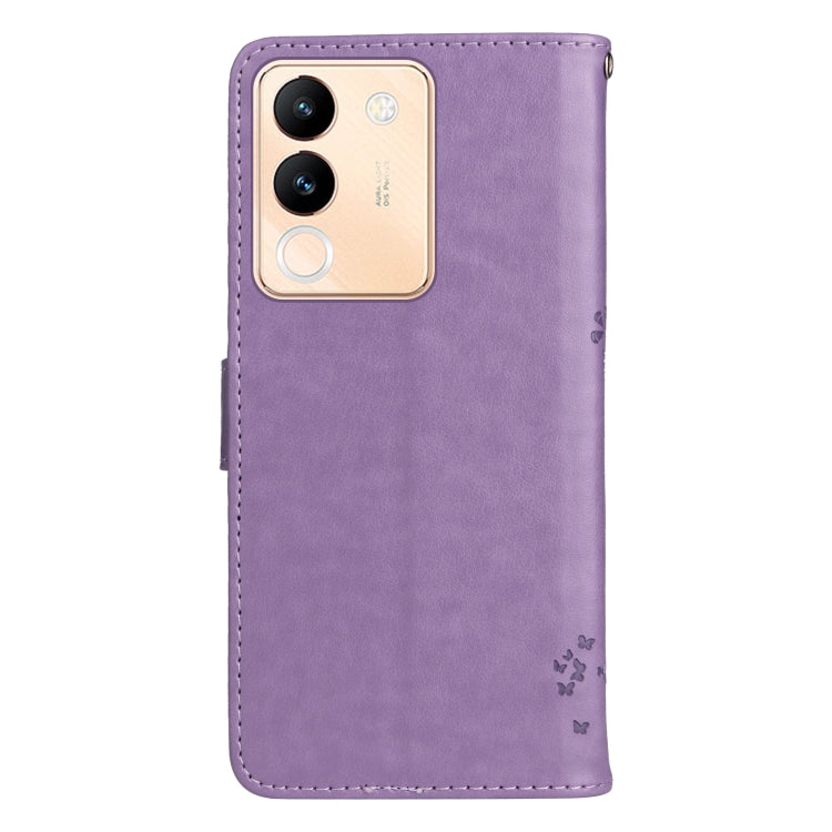 For vivo V29e Global / Y200 5G Global Tree & Cat Embossed Pattern Flip Leather Phone Case