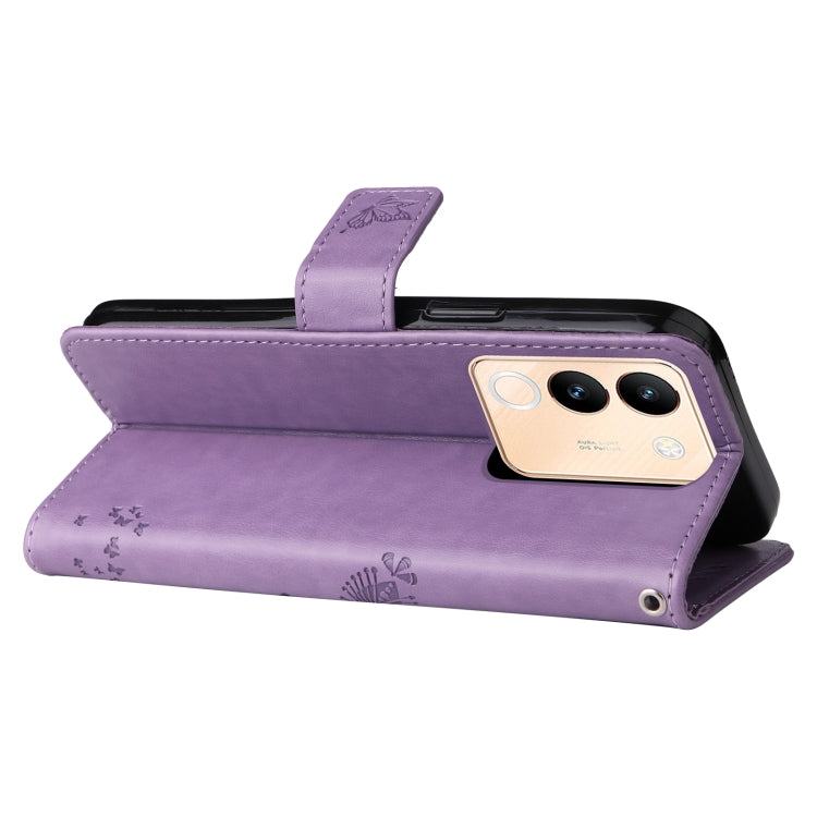 For vivo V29e Global / Y200 5G Global Tree & Cat Embossed Pattern Flip Leather Phone Case
