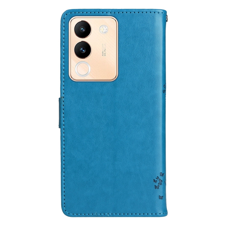 For vivo V29e Global / Y200 5G Global Tree & Cat Embossed Pattern Flip Leather Phone Case