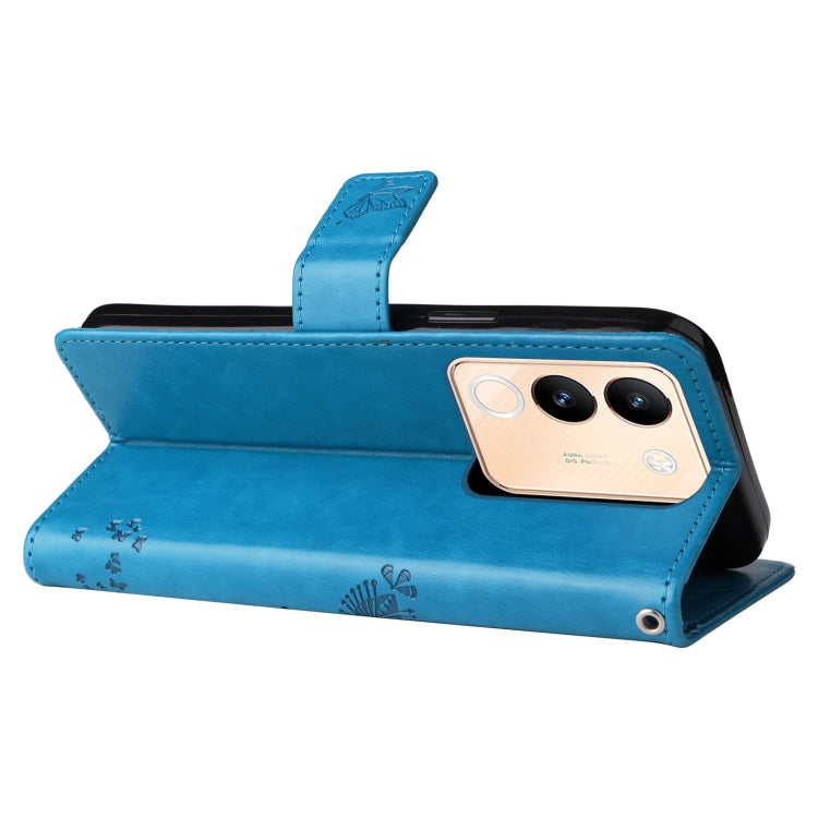 For vivo V29e Global / Y200 5G Global Tree & Cat Embossed Pattern Flip Leather Phone Case
