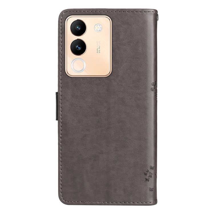 For vivo V29e Global / Y200 5G Global Tree & Cat Embossed Pattern Flip Leather Phone Case