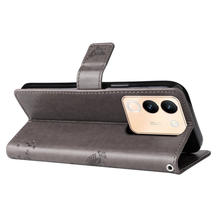 For vivo V29e Global / Y200 5G Global Tree & Cat Embossed Pattern Flip Leather Phone Case