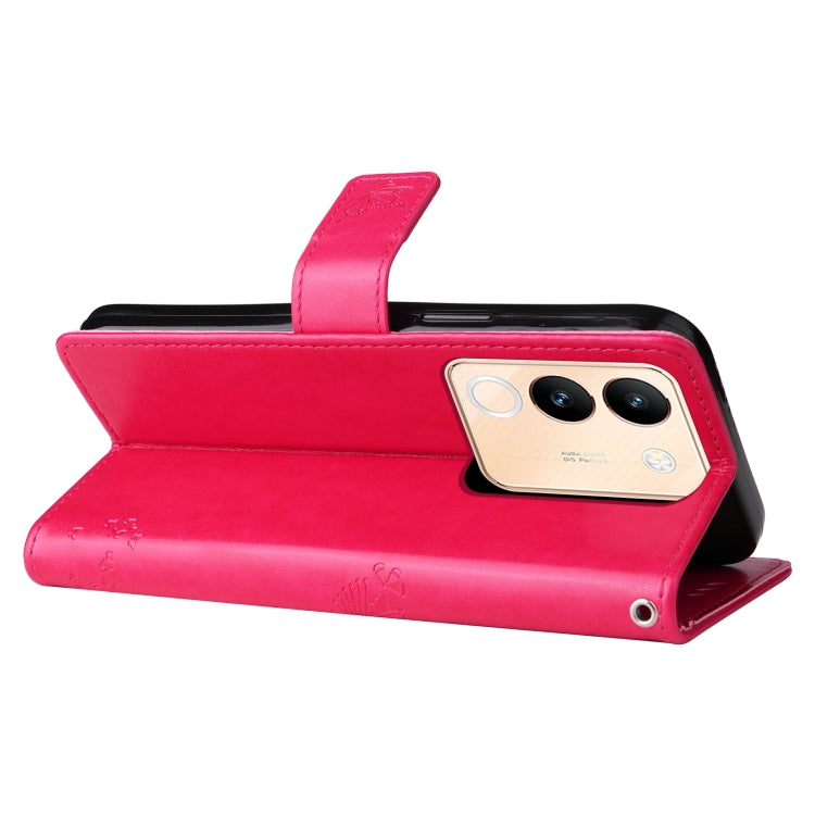 For vivo V29e Global / Y200 5G Global Tree & Cat Embossed Pattern Flip Leather Phone Case