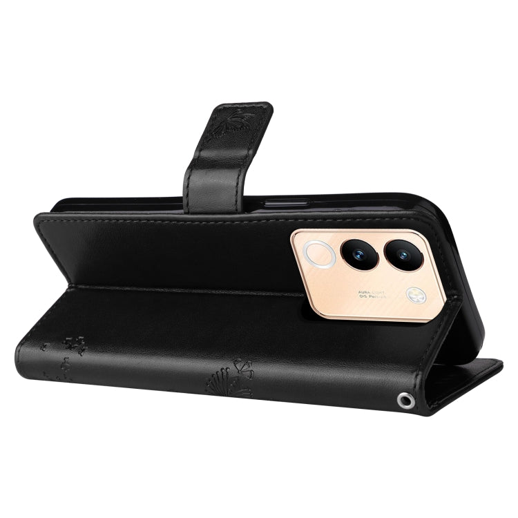 For vivo V29e Global / Y200 5G Global Tree & Cat Embossed Pattern Flip Leather Phone Case