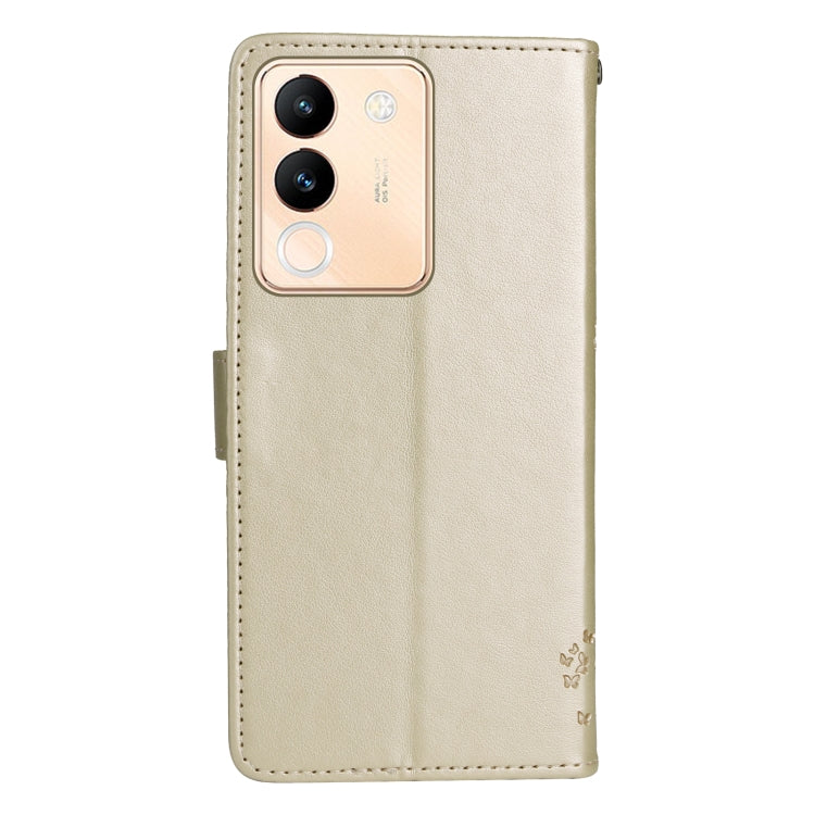 For vivo V29e Global / Y200 5G Global Tree & Cat Embossed Pattern Flip Leather Phone Case